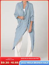 2021 mulheres assimétricas blusas celmia outono vintage manga longa camisa casual capuz pescoço topos solto sólidos blusas femininas 2024 - compre barato