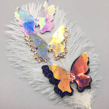 Coleteros de mariposa 3D con purpurina para el pelo, 2 uds., horquilla láser con lentejuelas, pasadores adorables, tocado de moda, accesorios para el cabello 2024 - compra barato