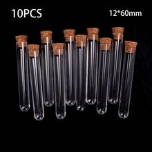 eCos 10pcs/lot 12*60mm Transparent Plastic Round Bottom Test Tube With Cork Stoppers Empty Scented tea Tubes #280735 2024 - buy cheap