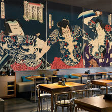 Ukiyoe Japanese Samurai Wall Paper 3D Tattoo Shop Cuisine Sushi Restaurant Industrial Decor Mural Wallpaper Papel De Parede 3D 2024 - buy cheap
