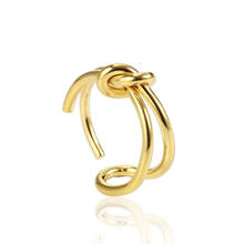 Anillo minimalista para mujer, accesorios de moda, joyería de acero inoxidable, abalorio anudado de mariposa, anillo ajustable con apertura de dedo 2024 - compra barato