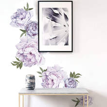 New Style Purple Peony Wall Stickers Bedroom Living Room Decoration Mural Home Decor Decals Removable Flowers Stickers Wallpaper 2024 - buy cheap