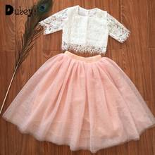 Flower Girl Dresses Girls Clothing Set for wedding Lace Top Tulle Long Skirt Two Piece Set Princess Dress Girls Boutique Outfits 2024 - buy cheap