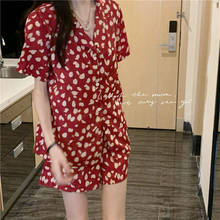 Conjunto de pijamas femininos qweek, pijamas de duas peças com estampa vermelha, para noite e camisola 2024 - compre barato