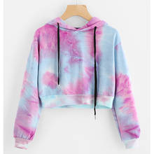 Pastel Aesthetic Tie Dye Hoodie Women Teens Long Sleeve Streetwear Y2K Outfit / 2024 - buy cheap