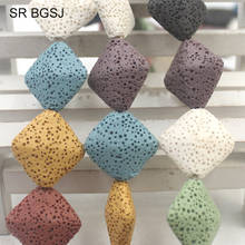 Free Shipping 19mm Mixed Random Colors Rhombus Diagonal  Beads Volcanic Rock Lava Craft Stone Beads 15inch 2024 - купить недорого