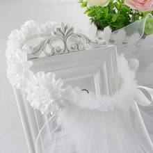 Women Women Bridal Flower Hair Wreath With White Veil Garland Wedding Headband Crown Adjustable Lace Up Ribbon Bachelorette 2024 - buy cheap