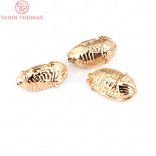 6PCS 8x15MM 24K Champagne Gold Color Plated Brass 3D Fish Spacer Beads Bracelet Beads High Quality Jewelry Accessories 2024 - buy cheap