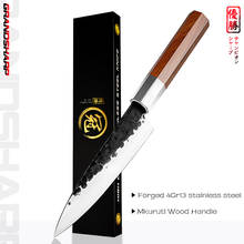 Grandsharp 5.6 polegada artesanal faca do chef de alta carbono 4cr13 aço utilitário pequeno japonês facas cozinha martelo forjado ferramenta cozinha 2024 - compre barato