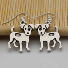 Pendientes largos y grandes con amuleto de cobre y Metal para mujer y niña, aretes Vintage plateados, con diseño de perro Jack Fisher Terrier, regalo de fiesta 2024 - compra barato