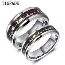 Tigrade 6/8mm Tungsten Carbide Ring for Men Women Heart Beat Inlay Engagement Wedding Band Promise Rings Lover anillos hombre 2024 - buy cheap