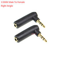 2 peças 3.5mm áudio estéreo macho para fêmea ângulo reto conector plugue para jack adpater 3 polos 2024 - compre barato