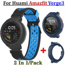 Pulseira de silicone 2 em 1, pulseira de substituição para xiaomi huami amazfit verge band + capa concha para huami amazfit verge 3 2024 - compre barato