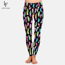 LETSFIND 2020 New Fashion Women Print Leggings 3D Rainbow Feather Print High Wiast  Soft Slim Fitness Full Leggings 2024 - buy cheap