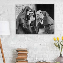 Smoking Nuns Poster Black White Rebellious Nuns Smokes Canvas Painting Wall Art Decor 2024 - buy cheap