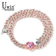 Uwin 9mm Miami With Square and Heart CZ Cuban Link Necklaces Chains Gold Luxury Bling Bling Jewelry Fashion Hiphop 2024 - buy cheap