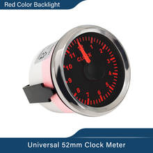 52mm 2 "formato do medidor de relógio 12 horas com luz de fundo vermelho 12v/24v barco carro relógio à prova dwaterproof água 2024 - compre barato