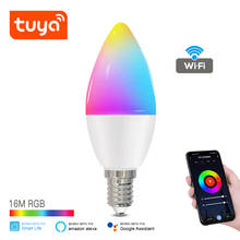 Умная Светодиодная лампа Tuya с Wi-Fi, приглушаемый светильник E14 RGB, не требует концентратора, работает с Alexa Echo Google Home Assistant 2024 - купить недорого