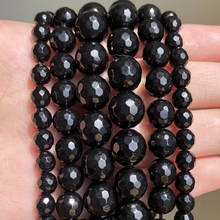 4/6/8/10/12mm Faceted Natural Black Agates Stone Beads Round Loose Beads For Diy Bracelet Accessories Jewellery Making 15 inch 2024 - buy cheap