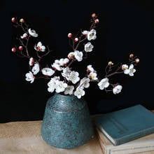 Cherry Red Plum Blossom Silk Artificial Flowers Plastic Branch for Home Wedding DIY Decoration Foam Christmas Berry Fake Flowers 2024 - buy cheap