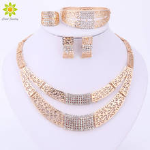 Jewelry Sets Fashion Wedding Accessories African Jewelry Sets Gold Color Rhinestone Necklace Earrings Set Bridal Jewelry Set 2024 - buy cheap