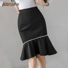Faldas de sirena negra con cuentas para mujer, falda ajustada de cintura alta, a la cadera, elegante, a la moda, talla grande 2024 - compra barato