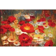Abstract Oil Painting Flower Meadow Poppies Red Handmade Canvas Art Beautiful Modern Artwork For Dining Room Wall Decor Quality 2024 - buy cheap