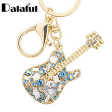 Dalaful chaveiro com pingente strass cristal guitarra, chaveiro feminino com fivela bolsa de chaveiro k255 2024 - compre barato