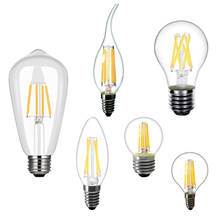 2pcs E14 LED Candle Bulb C35 2W 4W 6W 220V WarmWhite E27 Filament Light ST64 A60 2700K 3000K Edison Lamp 2024 - buy cheap