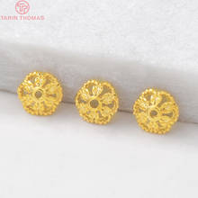 20 peças 7mm buraco 1mm 24k cor dourada bronze flor contas tampas para diy acessórios de joias de alta qualidade 2024 - compre barato
