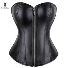 Punk Style Push Up Women'S Plus Size Slimming Body Shapewear Gothic Faux Leather Corset Bustier With Zip 834# 2024 - buy cheap