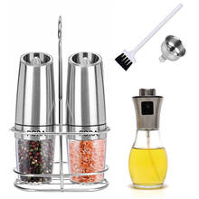 Automatic Pepper Mill Electric Salt and Pepper Grinder Olive Oil Spray Bottle Set,Metal Stand Kitchen Spice Mill Cooking Tools 2024 - buy cheap