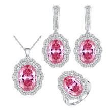 Pink Topaz 925 Silver Bridal Jewelry Sets For Women Earrings/Pendant/Necklace/Ring/Bracelet 2024 - buy cheap