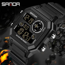 Sanda relógio digital esportivo masculino estilo g, relógio de pulso com despertador, à prova d'água, eletrônico e estiloso 2024 - compre barato