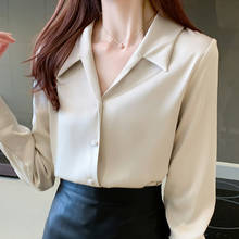 Blusa De chifón De manga larga para Mujer, camisa De Moda con cuello vuelto, para oficina, para otoño, D663, 2021 2024 - compra barato