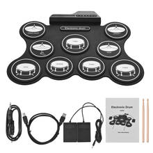 Digital Electronic Drum Set Portable USB Foldable Drum Kit 9 Silicon Drum Pads with Drumsticks Foot Pedals for Beginner Children 2024 - buy cheap