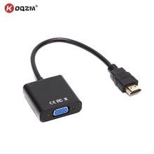 Adaptador de cabo hdmi macho para vga fêmea, conversor de cabo de vídeo aux para pc, laptop e tablet, 1080p 2024 - compre barato