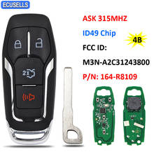 Chave de carro remota ask 315mhz, 4 botões, ncf2951 f hitag pro 49, chip para ford fusion edge, explorador, fcc, id: segundo 2024 - compre barato