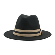 Sombrero de ala ancha para hombre y mujer, sombrero de fedora de vaquero occidental, banda ancha sólida, en negro, blanco, azul y rojo, informal, para exteriores, vestido formal, invierno y otoño 2024 - compra barato