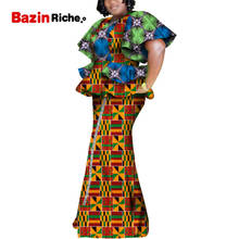 Babados africanos manga impressão superior e saia conjuntos para mulheres bazin riche roupas 2 peças vestido personalizado pluse tamanho wy5407 2024 - compre barato