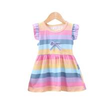 2022 New Fashion Baby Girl Summer Cartoon Back Wing Girls Rainbow Costume Casual Short Sleeve Dresses Home Wear 1 2 3 4 5 Year 2024 - buy cheap