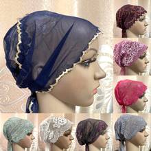 Fashion Women Muslim Islamic Arab Lace Openwork Flower Chemo Hair Loss Cap Hat 2024 - buy cheap