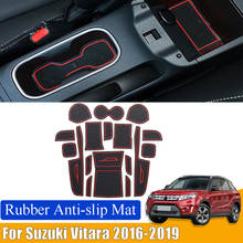 Rubber Anti-slip MatDoor Groove Cup Pad Phone Cushion Gate Slot Coaster Car Accessories For Suzuki Vitara 2016 2017 2018 2019 2024 - buy cheap