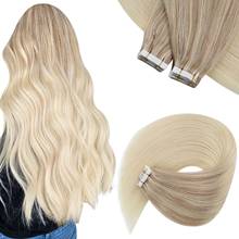 VeSunny Tape in Hair Extensions Adhesive Real Human Hair Blonde Skin Weft Brown Machine Remy Glue on Hair 50g #Nordic Gloden 2024 - buy cheap