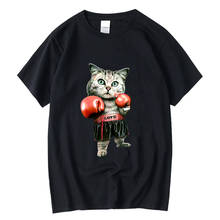 XIN YI Men's T-shirt Top Quality 100% cotton Funny t shirts Boxing cat printing men's tops T-shirt cool tshirt male tee shirts 2024 - buy cheap