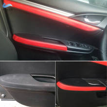 Manija de puerta de cuero de microfibra para Honda Civic 10. ª generación, 2016, 2017, 4 Uds., cubierta negra con borde rojo 2024 - compra barato