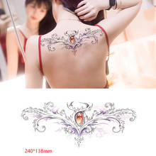Водостойкая Временная тату-наклейка, рубиновое перо, форма бабочки, талия на спине, тату для груди, флэш-тату, искусственная татуировка для женщин 2024 - купить недорого