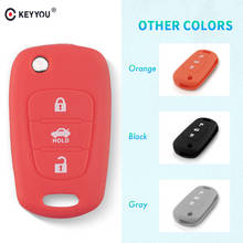 Keyyou-capa de silicone para chave flip, 3 botões, para hyundai, i20, i30, i35, ix20, ix35, ix30, solaris, verna, kia k2, k5, sportage, sorento 2024 - compre barato