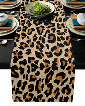 Camino de mesa artístico con estampado de leopardo, Mantel Individual para decoración de cocina, Hotel, hogar, boda 2024 - compra barato