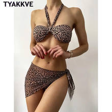 Biquini sexy 2021, 3 peças, estampa de leopardo, bojo, feminino, moda brasileira 2024 - compre barato